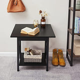 End Table 24'' Industrial Design Side Table with Storage Shelf for Living Room