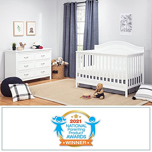 Charlie 4-in-1 Convertible Crib in White, Greenguard Gold Certified