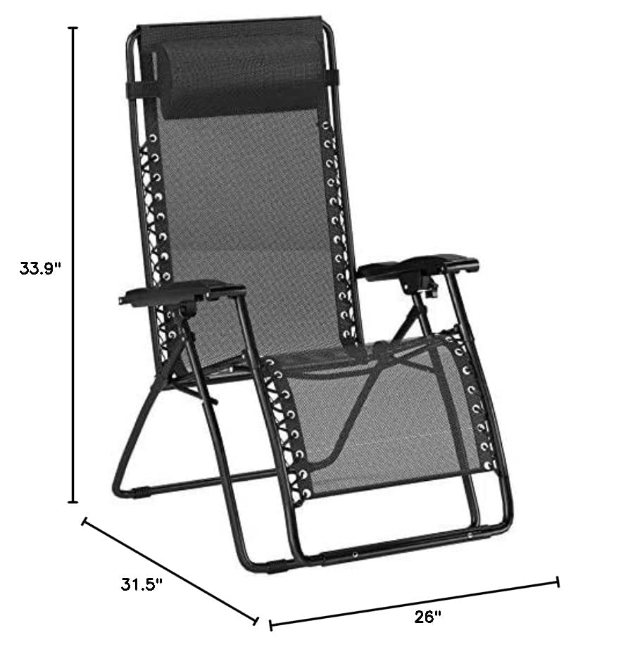 AirLounge 26" Zero Gravity Outdoor Recliner – Folding Chair with Headrest