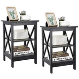 Set of 2 End Table, Sofa Side End Storage Shelf Versatile X-Design Side Table