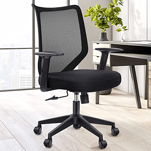 Ergonomic Office Chair Home: Mesh Desk Chair with Adjustable Arms - Mid Back Computer Chairs
