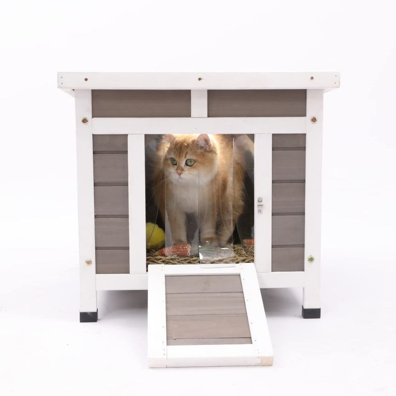 Outdoor Cat House Weatherproof - Outside Feral Cat House Shelter, Wooden Pet House