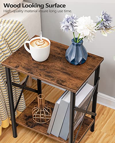 Small Side Table, End Table with Storage Shelf