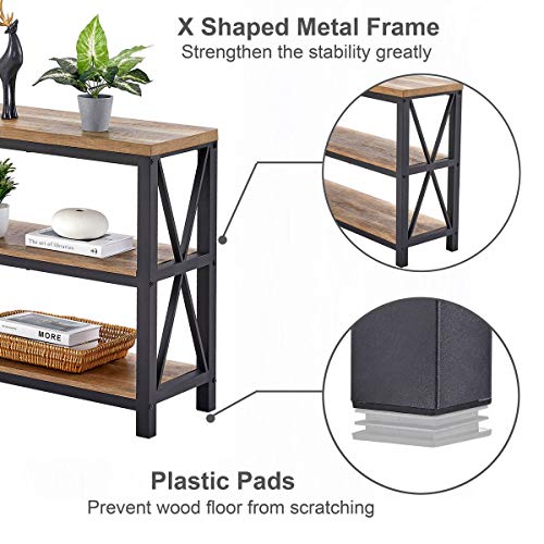 Industrial Console Table for Entryway, Wood Sofa Table