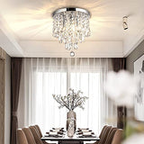 Crystal Chandelier Light, Mini Crystal Flush Mount Ceiling Light Fixture Silver Finish