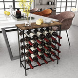 Wine Rack Freestanding Floor with Table Top Wood - Holds 40 Bottles Metal Wine Storage