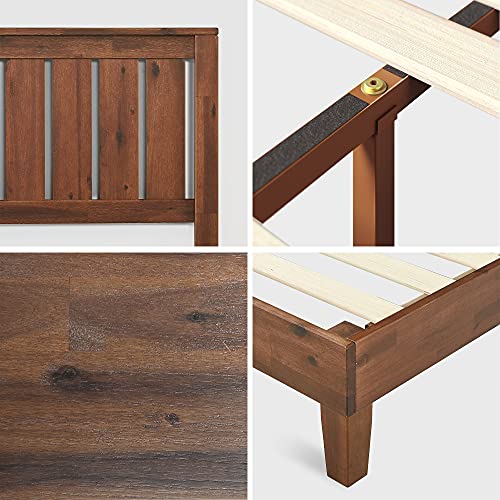 Vivek Deluxe Wood Platform Bed Frame with Headboard / Wooden Slat Support , Queen