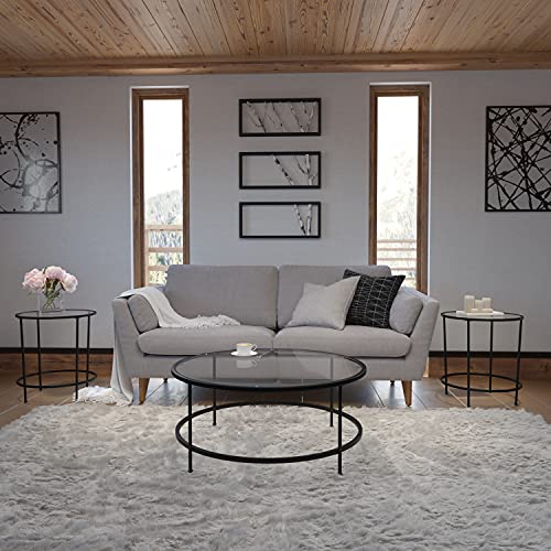 Flash Furniture Living Room Coffee Table, Set, Clear/Matte Black