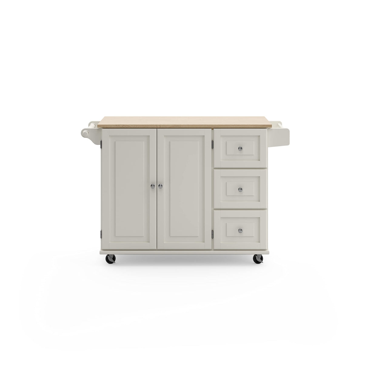 Mobile Kitchen Island Cart with Wood Drop Leaf Breakfast Bar