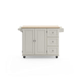 Mobile Kitchen Island Cart with Wood Drop Leaf Breakfast Bar