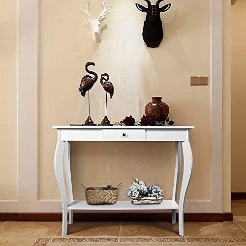 Narrow Console Table with Drawer, Chic Accent Sofa Table