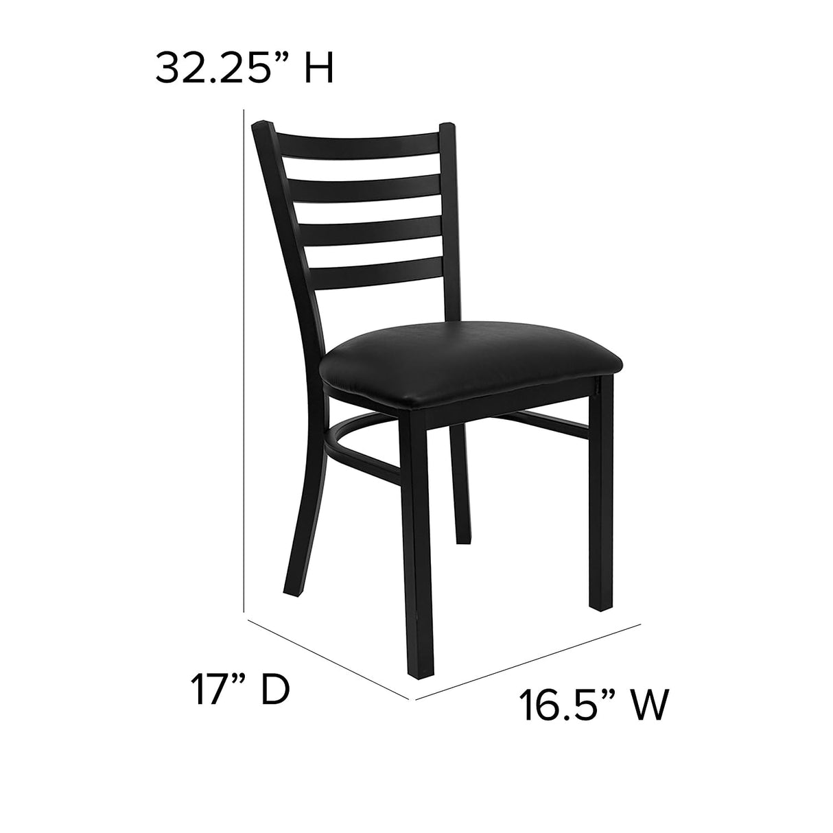 2 Pack HERCULES Series Black Ladder Back Metal Restaurant Chair