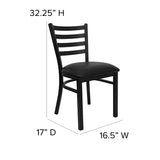 2 Pack HERCULES Series Black Ladder Back Metal Restaurant Chair