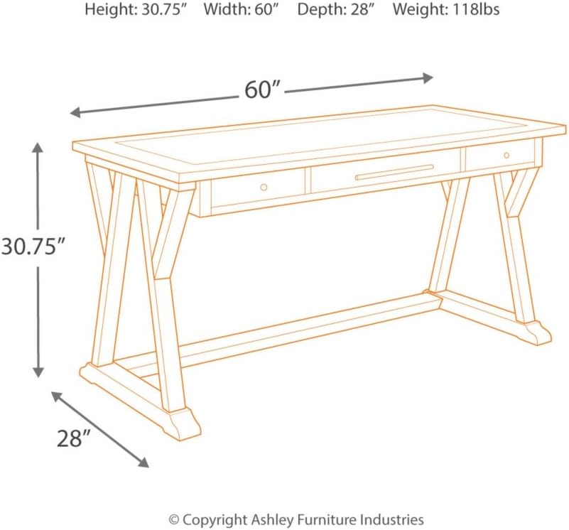 Luxenford Rustic Farmhouse 60" Home Office Desk