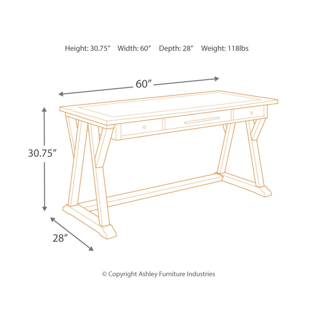 Luxenford Rustic Farmhouse 60" Home Office Desk