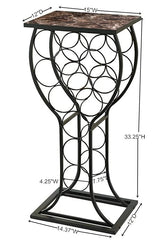 Furniture Metal with Marble Finish Top Wine Storage Organizer Display Rack Table