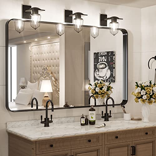 48 x 30 Inch Wall Mirror Black Bathroom Vanity Mirror