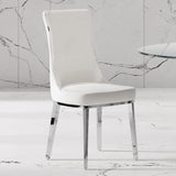 Modern Norma Dining Chair - White with Polished Stainless Steel Base