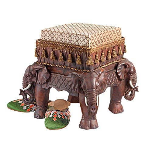 Maharajah Elephants Indian Decor Upholstered Footstool