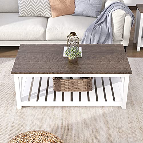 Farmhouse Coffee Table, Rustic Vintage Living Room Table