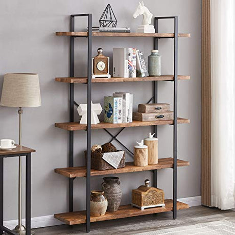 5-Shelf Industrial Bookshelf