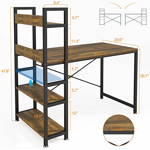 Computer Desk with 4 Tiers Shelves