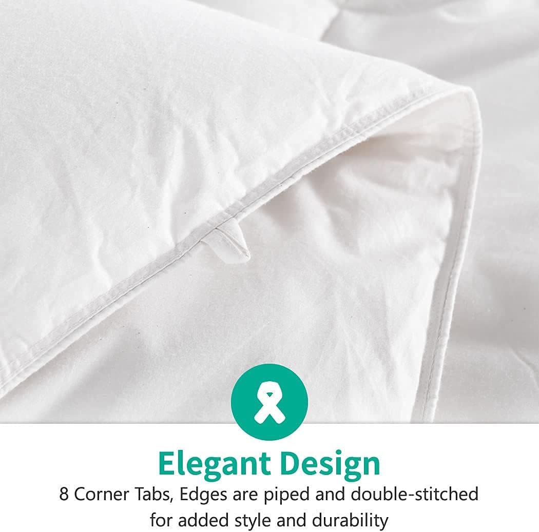 Feather Down Comforter King Size - 650 Fill Power Medium Warm 100% Organic Cotton