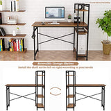 Computer Desk with 4 Tier Shelves for Home Office