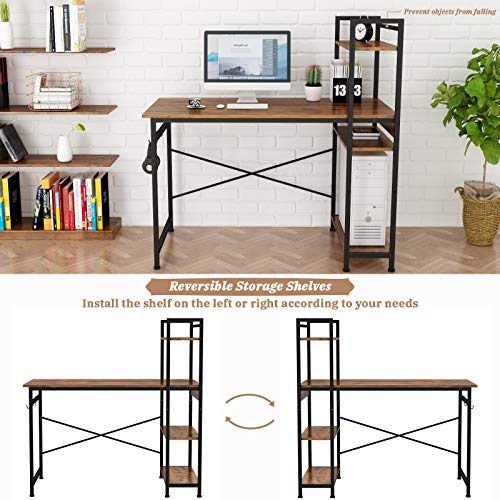 Computer Desk with 4 Tier Shelves for Home Office