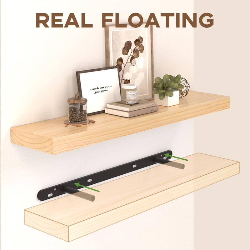 Floating Shelves, Wall Hanging Wood Shelf for Rustic Home Decor, Bathroom, Bedroom