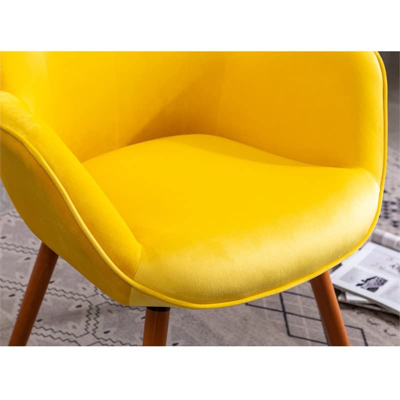 AC155YL Doarnin Silky Velvet Tufted Button Accent Chair, Yellow 30D x 41.5W x 26.8H in