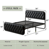 Full Size Bed Frame, Heavy Duty Bed Frame with Faux Leather Headboard