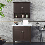 Bathroom Wall Cabinet with 1 Adjustable Shelf & Double Doors, Medicine Cabinet