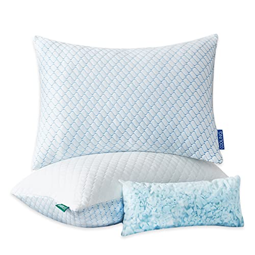 Cooling Bed Pillows for Sleeping 2 Pack Shredded Memory Foam Adjustable Pillows