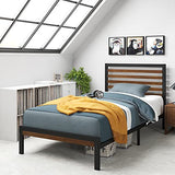 Kai Bamboo and Metal Platform Bed Frame with Headboard / No Box Spring Needed