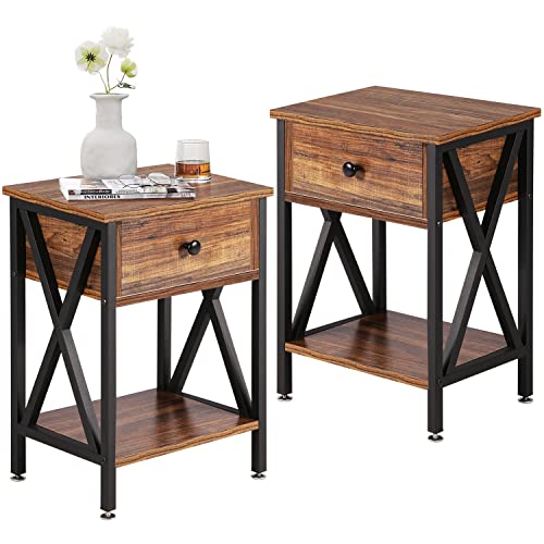 Modern Versatile Nightstands X-Design Side End Table Night Stand Storage Shelf