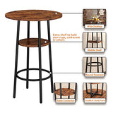 Small 2-Tier Round Bistro Pub Dining Table & PU Upholstered Stools with Backrest