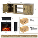 Electric Fireplace TV Stand for TVs up to 65 Inch,with 18 Inch 1500W Faux Fireplace