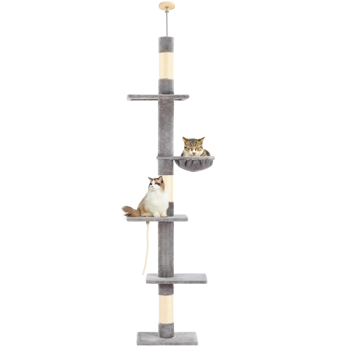 Cat Tree 5-Tier Floor to Ceiling Cat Tower with Cozy Hammock, 89-109 Inch