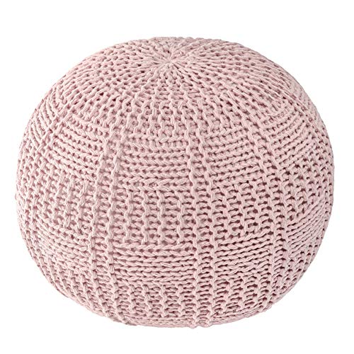 Berlin Casual Knitted Filled Ottoman Pouf, Blush