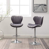 Ellston Velvet Adjustable Swivel Barstools in Gray, Set of 2