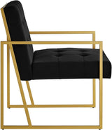 Modern Black Velvet Button Tufted Accent Chair