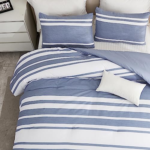 3 Pieces Striped Summer Bedding Sets, Reversible Soft Lightweight