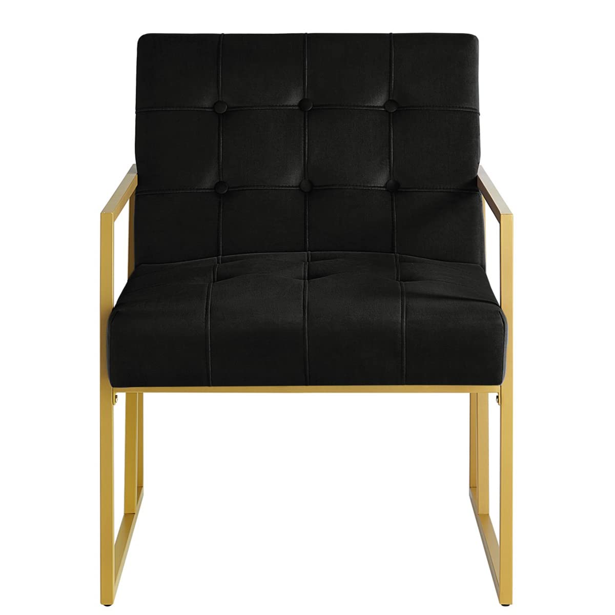 Modern Black Velvet Button Tufted Accent Chair