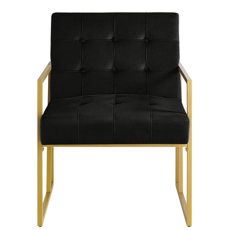 Modern Black Velvet Button Tufted Accent Chair