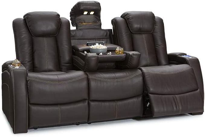 Omega Home Theater Seating - Leather Gel - Power Recline - Power Headrests