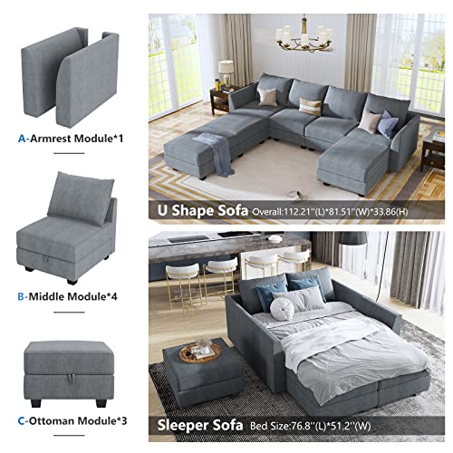 Modular Sectional Sofa U Shaped Couch Reversible Sofa Couch
