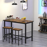 Bar Table and Chairs Set, 47.2 Inch Bar Table Set, Bar Height Table