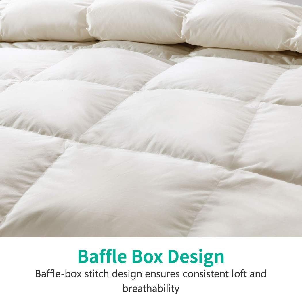 Fluffy Feathers Down Comforter King Size, Organic Cotton Cover Feathers Down Duvet