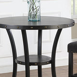 Biony 3-Piece Round Espresso Bar Table with Nail Head Stools